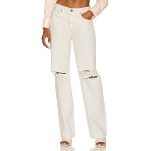 GRLFRND Women's Bella Low Rise Boyfriend Jeans in White, Size 26, Retail $225
